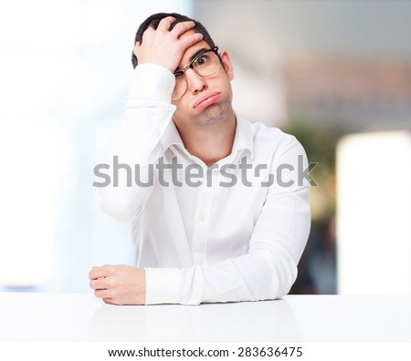 worried man on a table