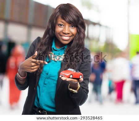 cool woman with red car