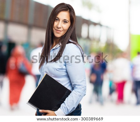 cool business woman with notebook