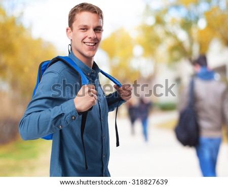 cool student man with back pack