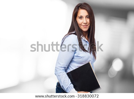 cool business woman with notebook