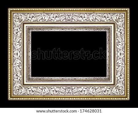 gold antique vintage  picture frames. Isolated on black background