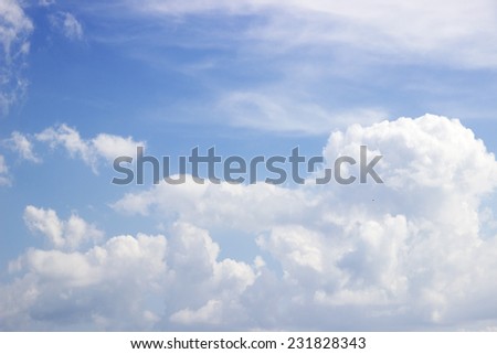 Blue sky and white clouds; Soft white clouds against blue sky