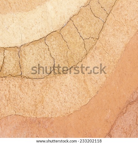 Layer of soil underground ,The color of the soil and the soil layers.