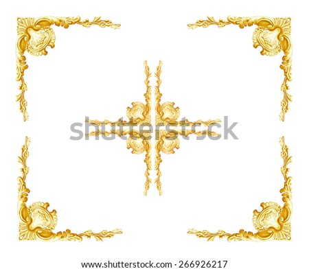 Pattern of flower carved frame on white background