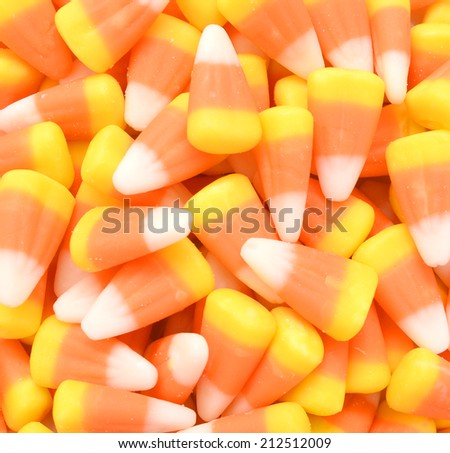 Bright colored candy corn for halloween.