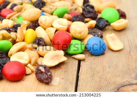 trail mix on wooden board