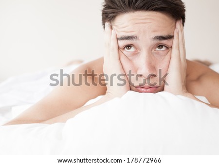 Male with lack of sleep