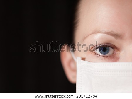 Cold flu illness women in medicine health care mask.