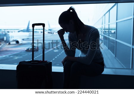 Stressed woman in the airport