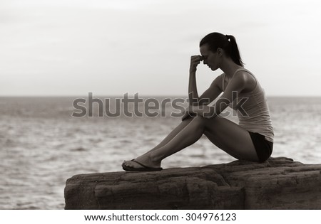 Alone woman feeling depressed.