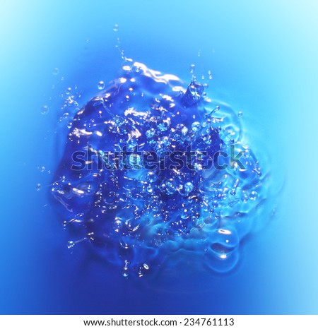 Fresh water splash. Beautiful abstract blue background. Can be used as a water texture.