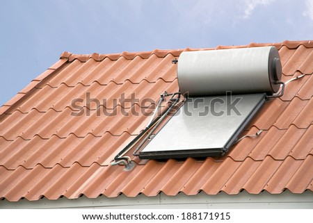 Solar panel for hot water system on roof