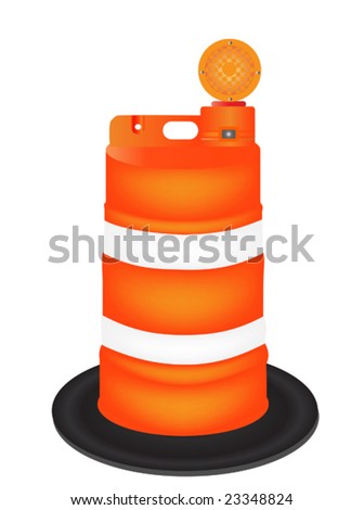 Vector illustration of a orange barrel isolated on white