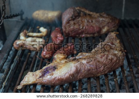 Traditional Asado, traveling Argentina, South America. Tasty food.