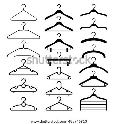 Clothes hanger silhouette collection. Vector illustration