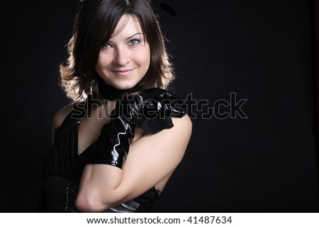 beauty modern young woman isolated on black background