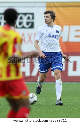 MOSCOW - MAY 15: Dinamo\'s defender Aleksandr Epurjanu in a game of the 11th round of Russian Football Premier League - Dinamo Moscow vs. Alania Vladikavkaz - 2:0, May 15, 2010 in Moscow, Russia.
