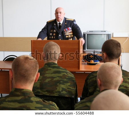 MOSCOW - JUNE 18: Army conscripts during an interview on the results of the tests, a collection point, June 18, 2010 in Moscow, Russia.