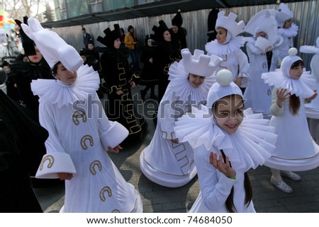 ODESSA, UKRAINE - APRIL 1: unidentified People celebrated April Fools' Day on the main streets of the city, April 1, 2011 in Odessa, Ukraine.