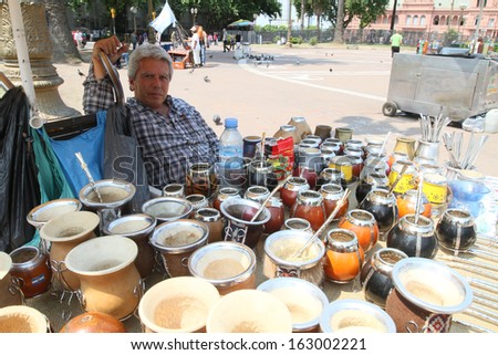 BUENOS AIRES - NOV 30: An unidentified street seller in the city center, Nov 30, 2010 in Buenos Aires. In BA come every year 2.6 mil tourists and it is one of the most visited cities in South America.