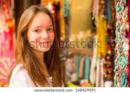 Girl in the Asian gift shop.