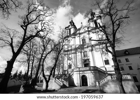 Church of St.Stanislaus Bishop in Krakow (black and white photo)