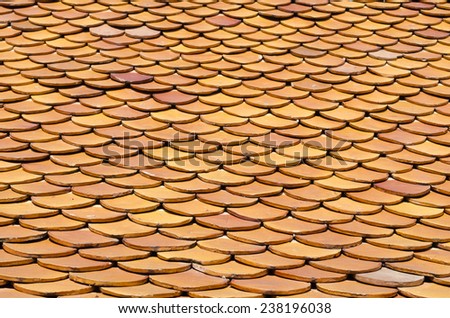 Roof tiles background, close up of red roof texture