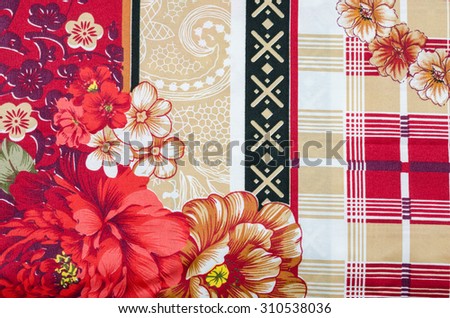 Fragment of colorful retro tapestry  Fragment of colorful retro tapestry textile pattern with floral ornament useful as background