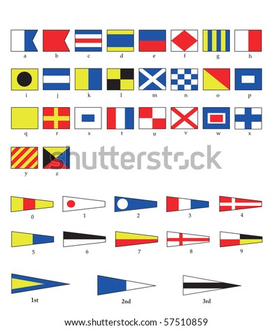 A Complete Set Of Nautical Flags For Letters And Numbers, Including ...