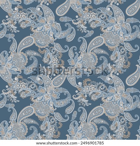 Floral paisley seamless pattern. damask vector background