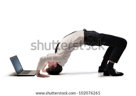 Similar – Image, Stock Photo Man doing acrobatic in the beach. Moody weather and rain