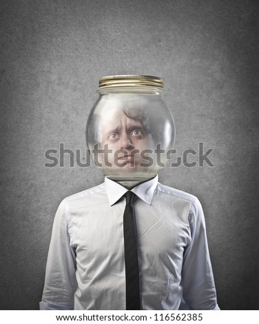 Similar – Image, Stock Photo Glass head with breathing mask