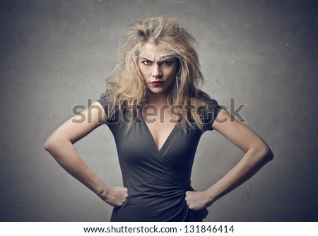 angry blonde woman