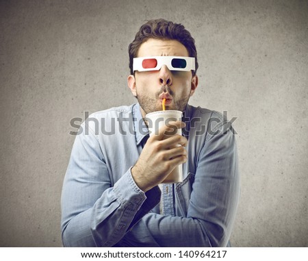 Similar – Image, Stock Photo Astonished boy with 3D glasses and popcorn