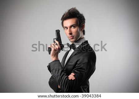 Portrait Of Elegant Spy With Gun Stock Photo 39043384 : Shutterstock