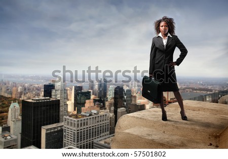 business black woman on the top of the building