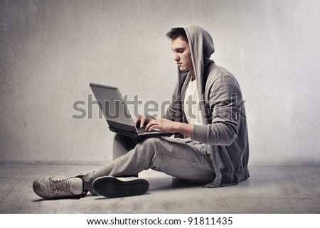 Young man using a laptop