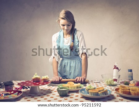 Teenage girl baking sweets