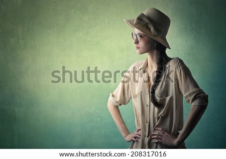pretty girl wearing vintage clothes