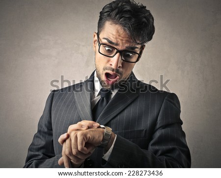 Businessman late for work