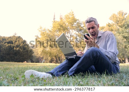 Stressed-out man at the park