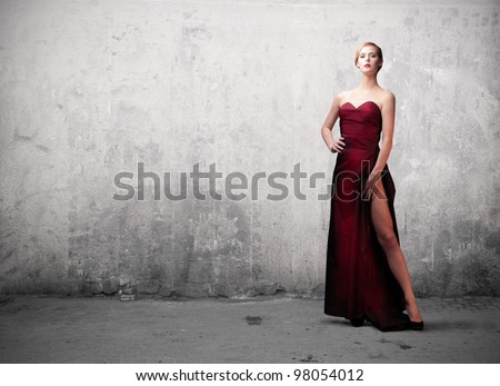 Beautiful elegant woman wearing an evening gown
