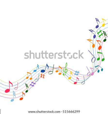 Colorfull music notes on a solide white background