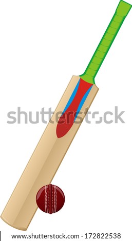 ball and cricket bat vector - Stock Image - Everypixel
