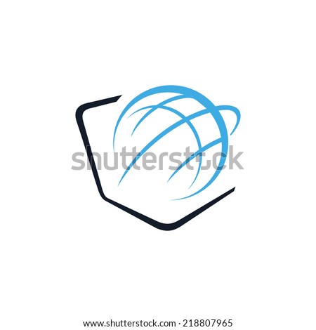 Globe and laptop sign Branding Identity Corporate vector logo design template Isolated on a white background