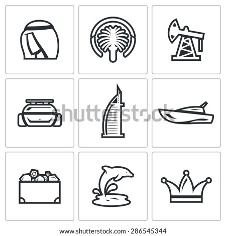 United Arab Emirates icons set. Vector Illustration.
Isolated Flat Icons collection on a white background for design
