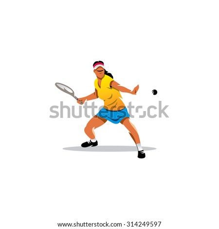 Tennis girl sign. Vector Illustration. Branding Identity Corporate logo design template Isolated on a white background