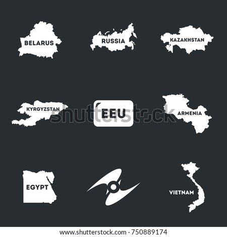 Vector Set of Eurasian Economic Union and candidates Icons.