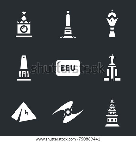 Vector Set of Eurasian Economic Union and candidates landmarks Icons.